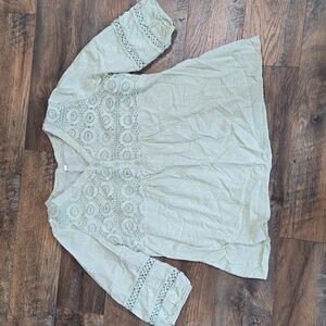 Women's Oversized Crotchet Blouse, Lime